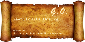 Gavrilovits Orsika névjegykártya